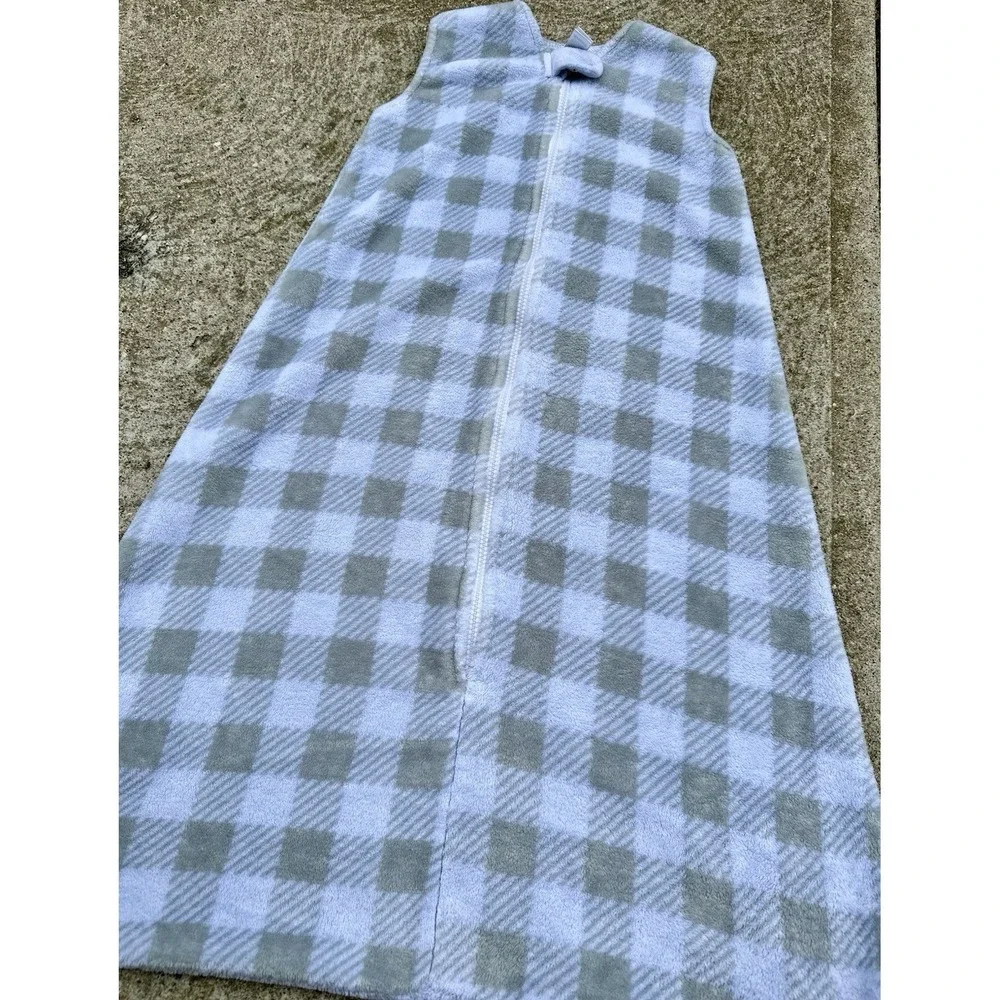 Plaid Gray White Baby Sleeping Bag Sleepsack Wearable Blanket with Zipper